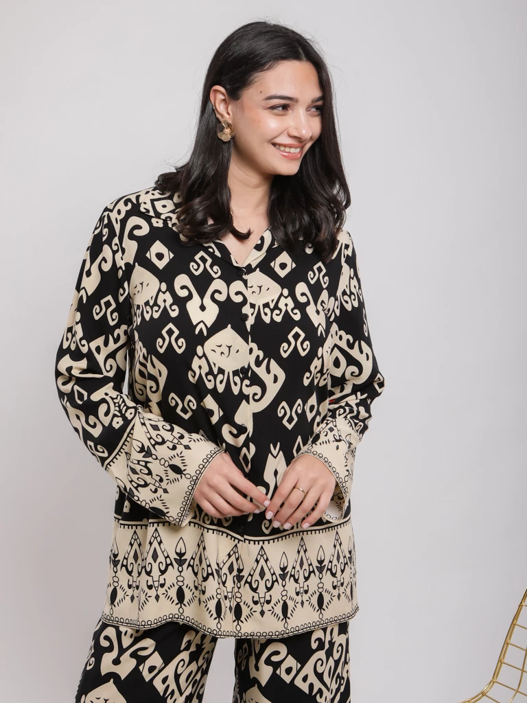 Chemise fluide à imprimé ethnique