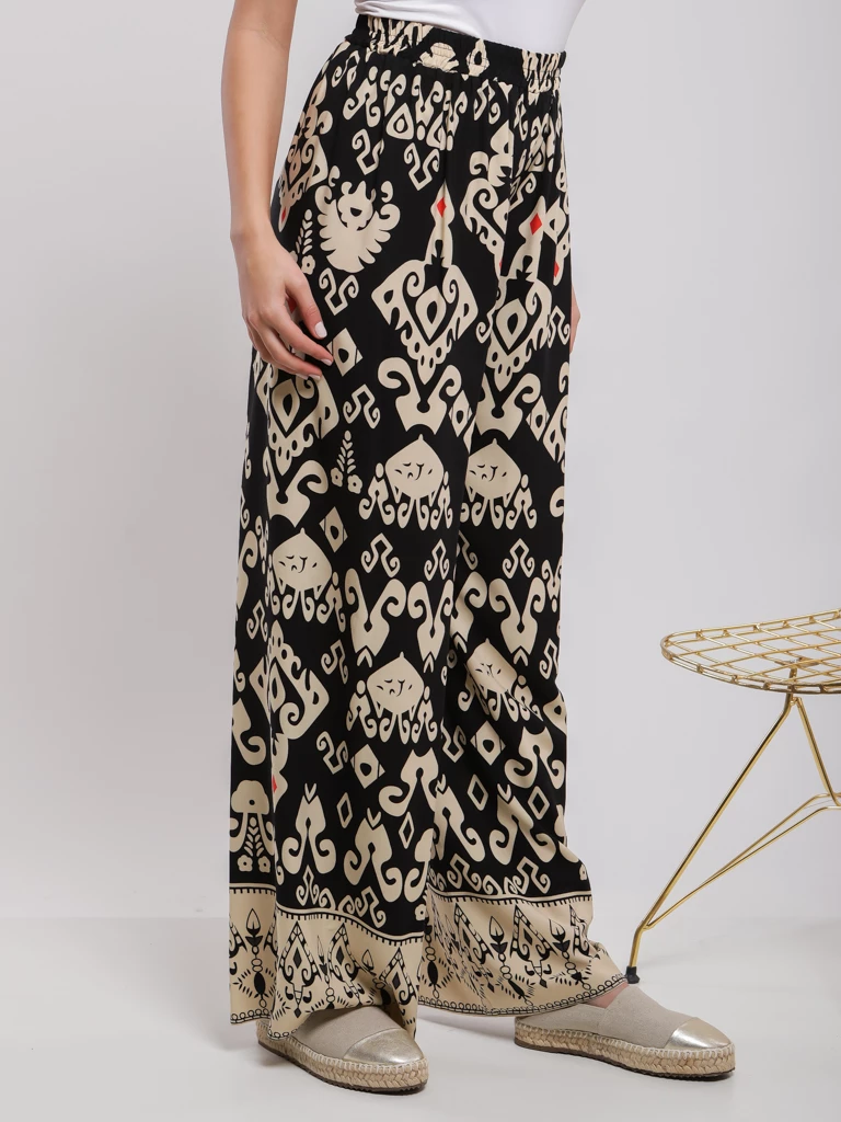 Pantalon fluide à imprimé ethnique