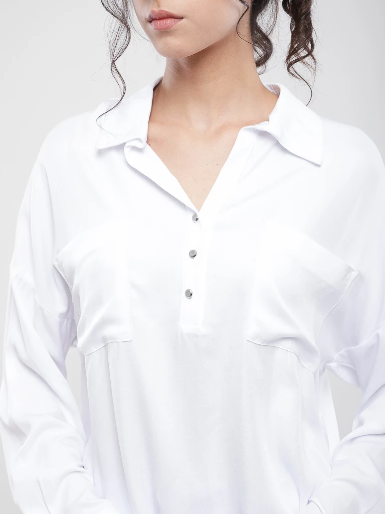 Blouse col polo manches longues
