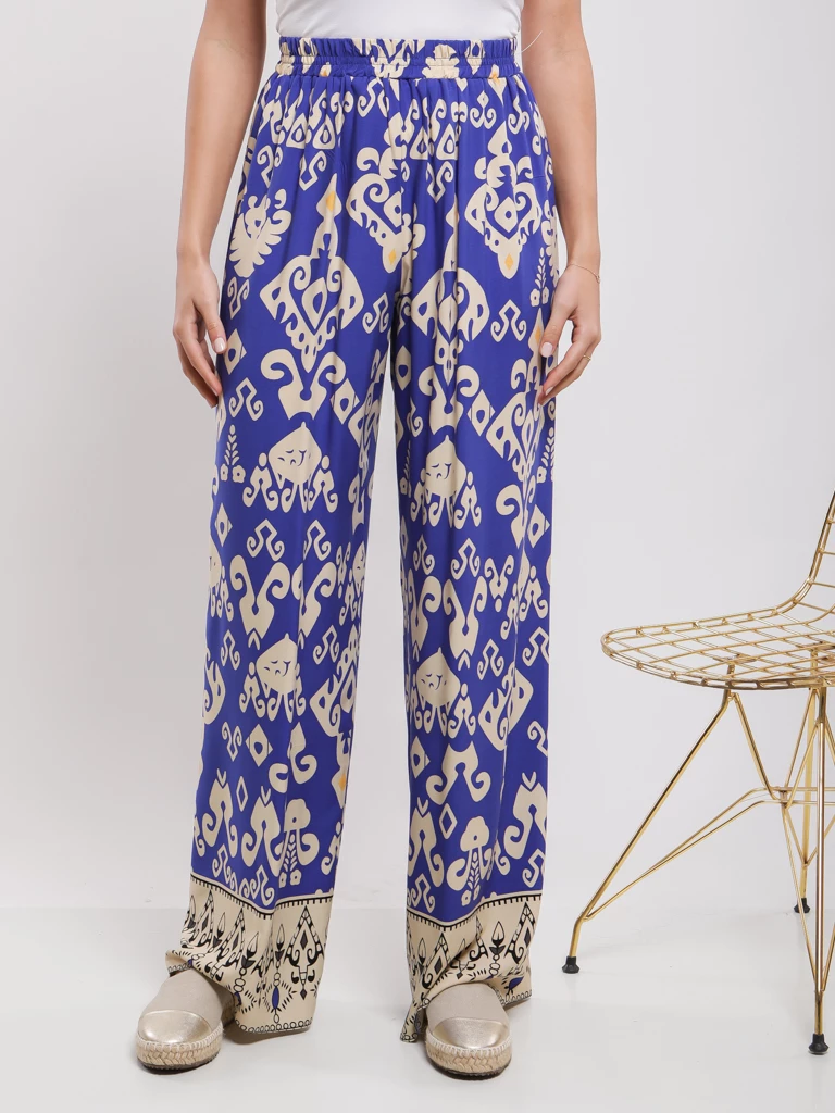 Pantalon fluide à imprimé ethnique