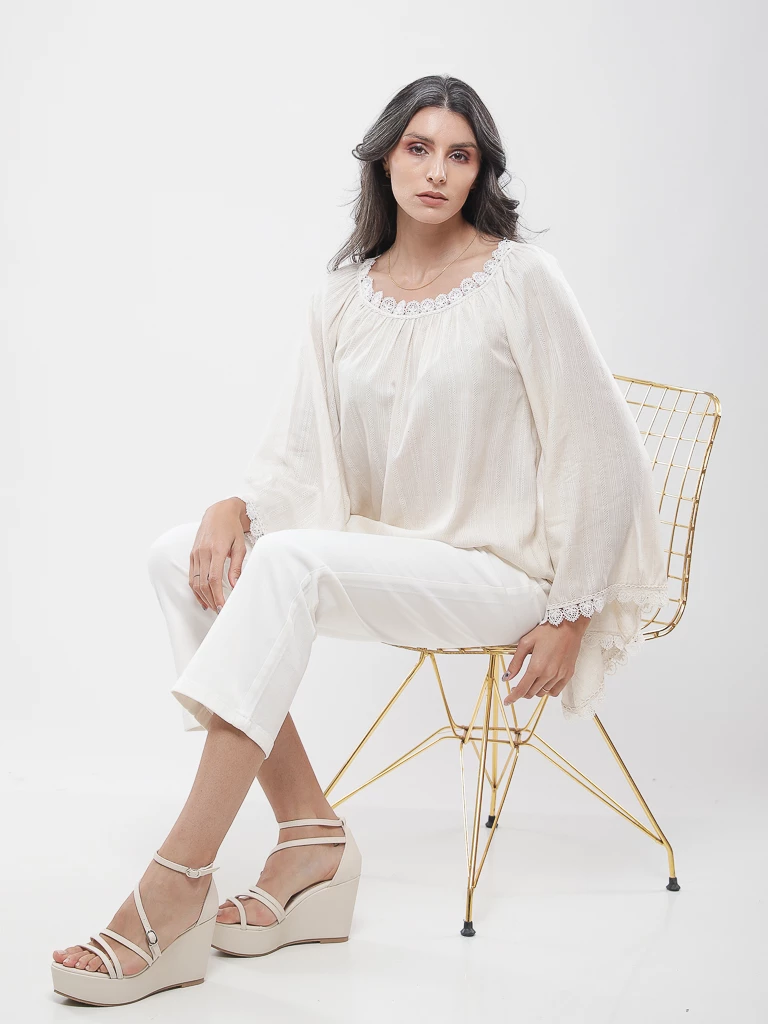 Blouse bohème manches évasées