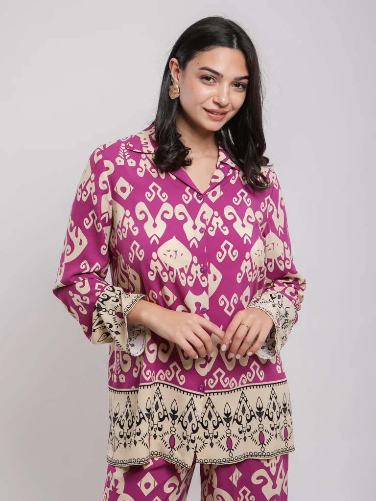 Chemise fluide à imprimé ethnique