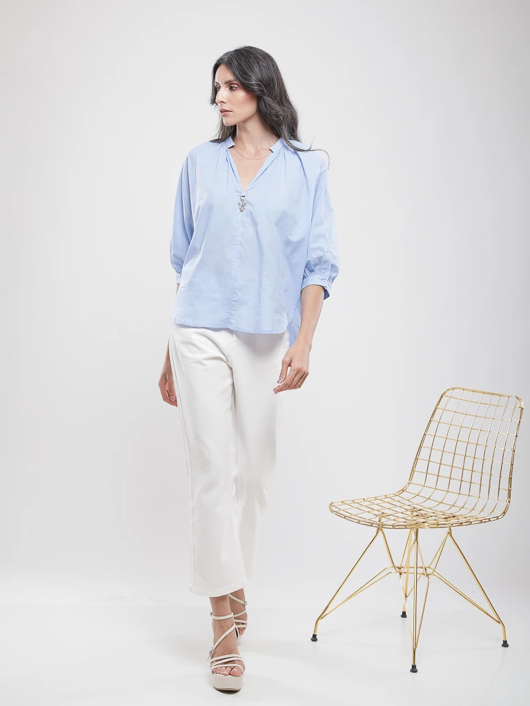 Blouse manches bouffantes 3/4