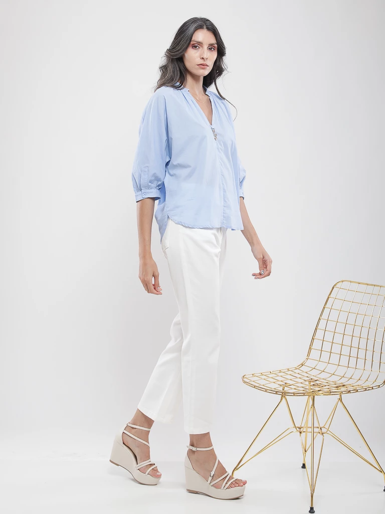 Blouse manches bouffantes 3/4