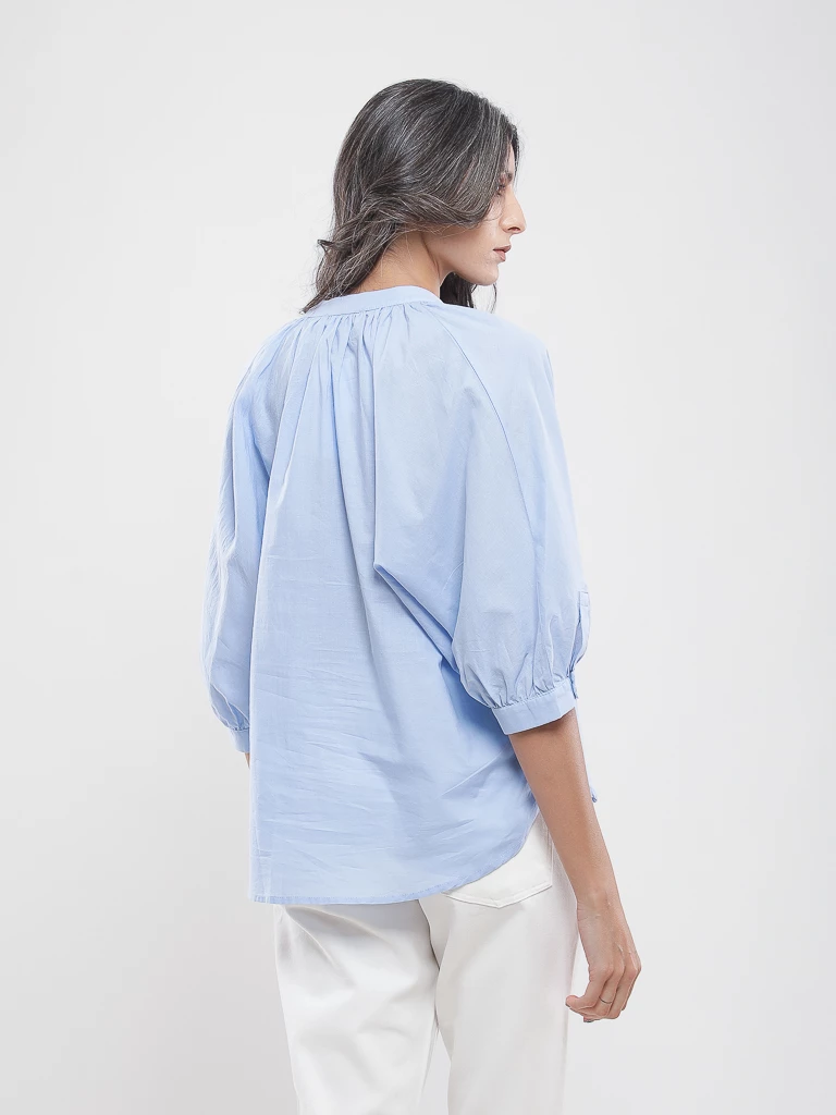 Blouse manches bouffantes 3/4