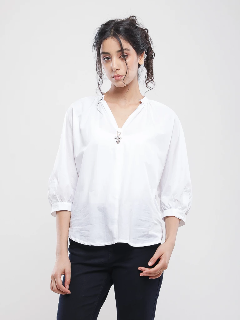 Blouse manches bouffantes 3/4