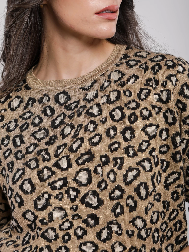 Pull léopard coton mélangé