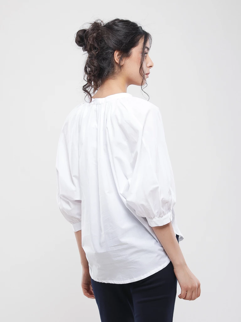 Blouse manches bouffantes 3/4