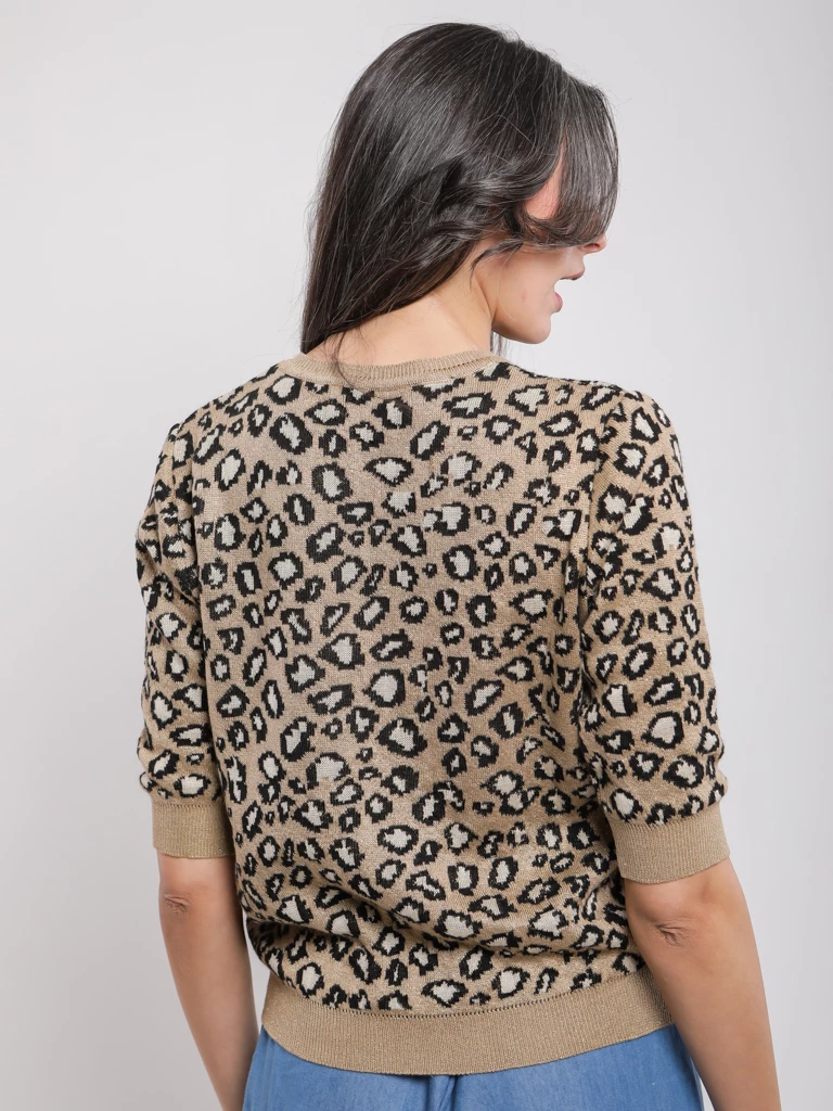 Pull léopard coton mélangé