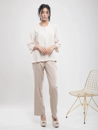 Pantalon large taille haute