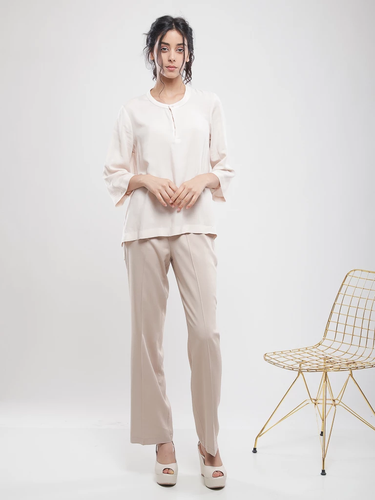 Pantalon large taille haute