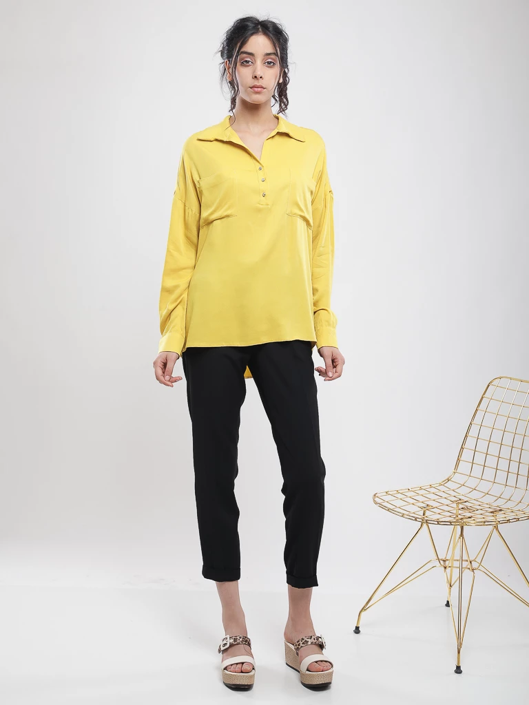 Blouse col polo manches longues