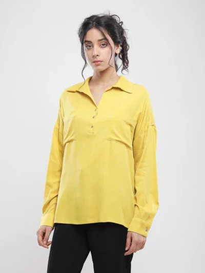Blouse col polo manches longues