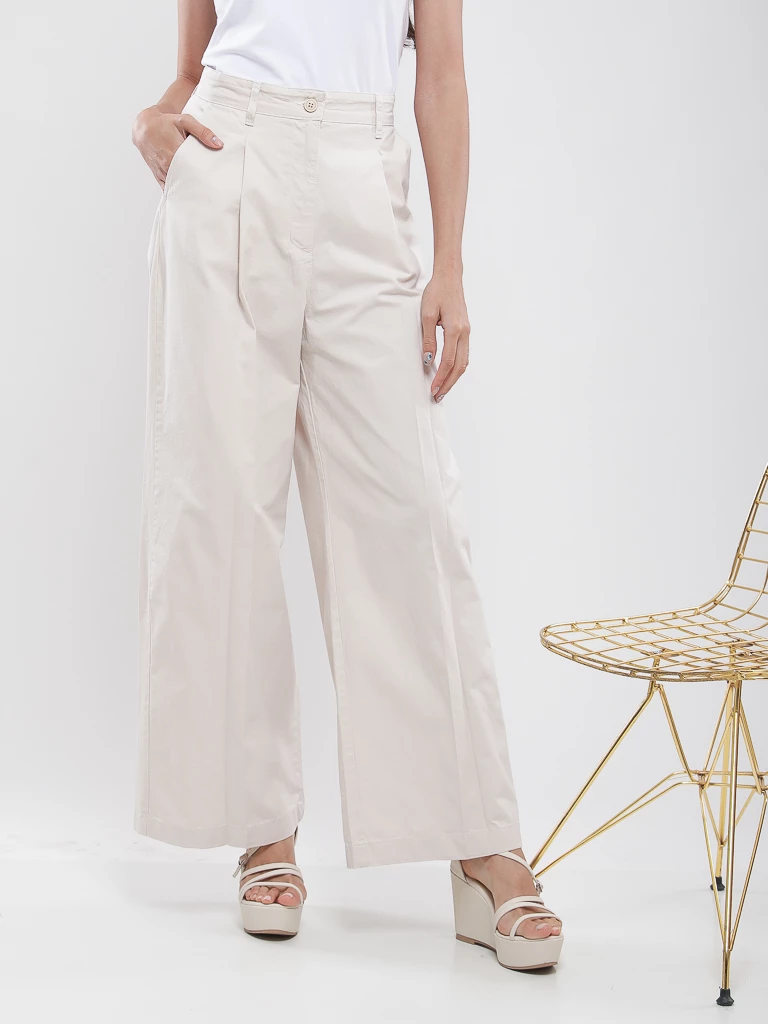 Pantalon large plissé taille haute