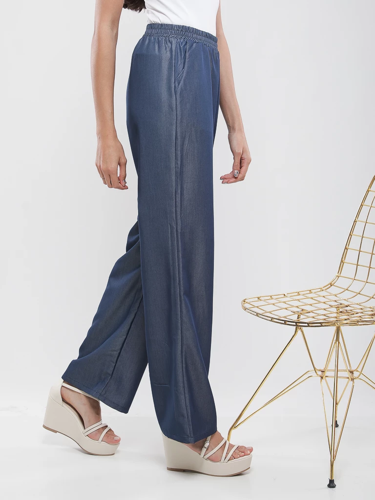 Pantalon large à taille élastiquée