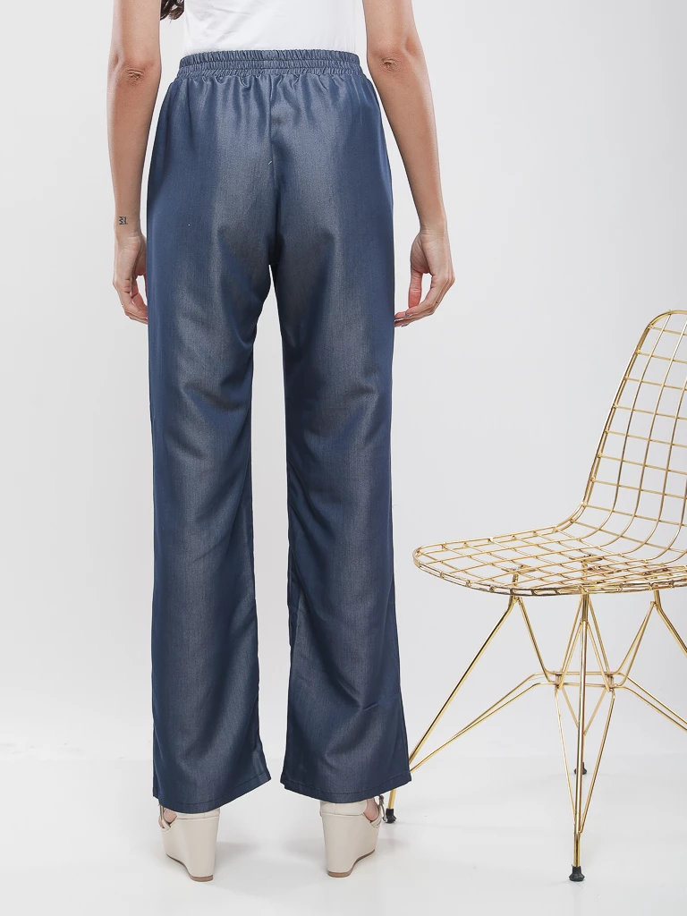 Pantalon large à taille élastiquée