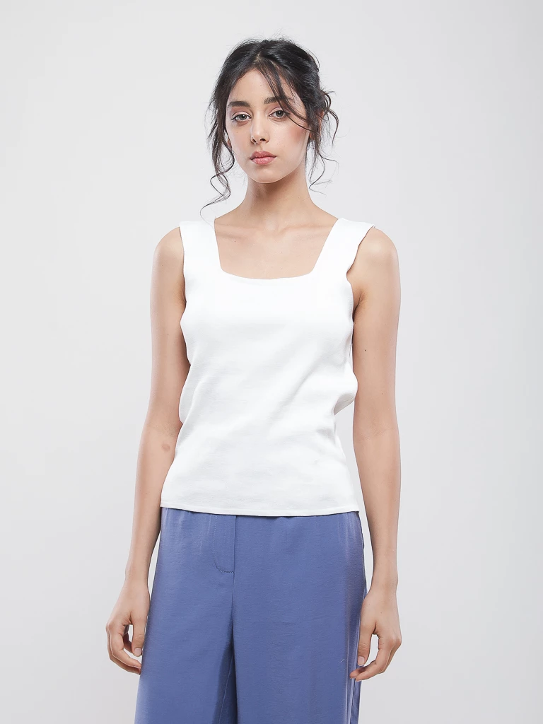 Débardeur en maille à col carré