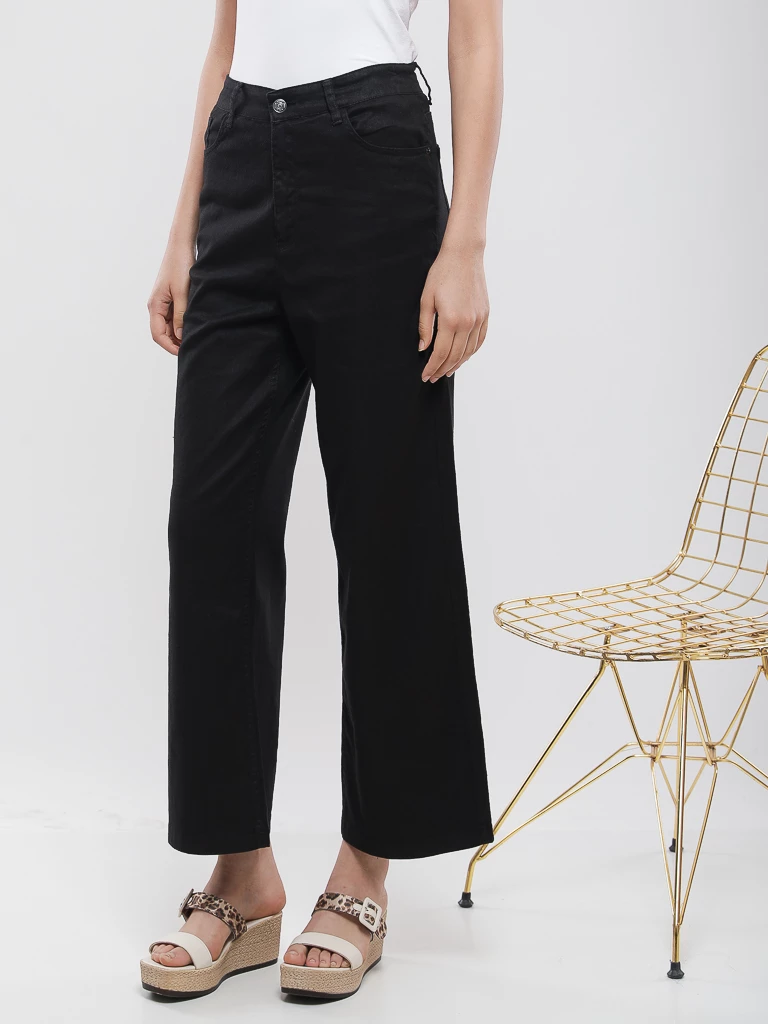 Pantalon large taille haute