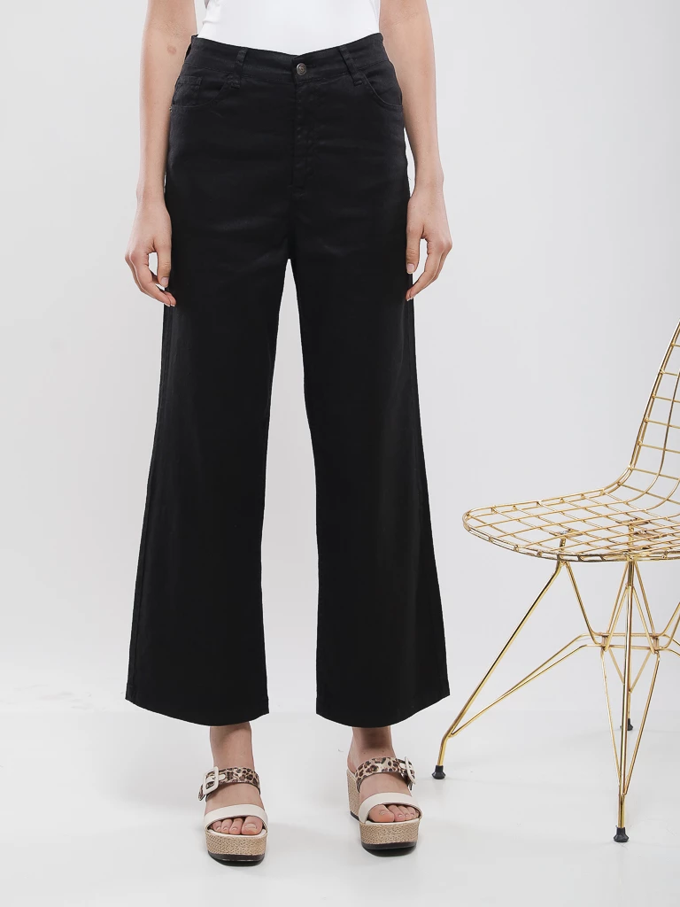 Pantalon large taille haute