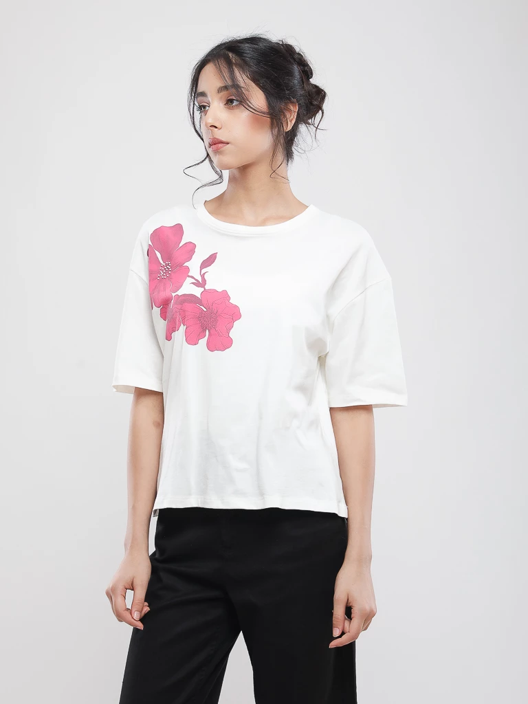 T-shirt coton à imprimé floral