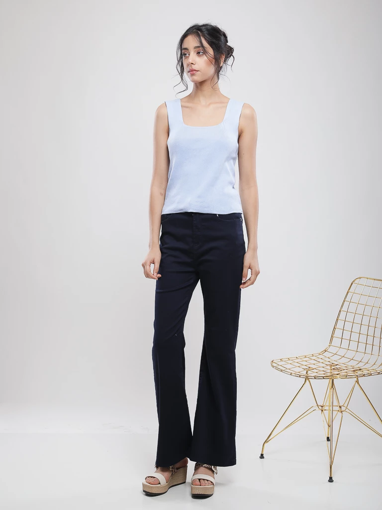 Débardeur en maille à col carré