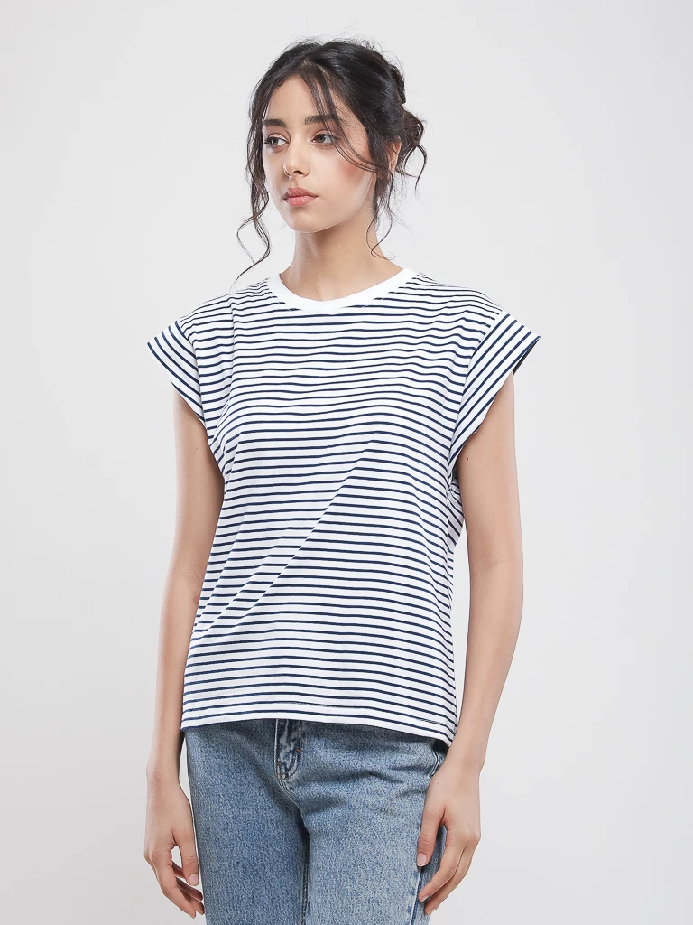 T-shirt marinière à épaules structurées