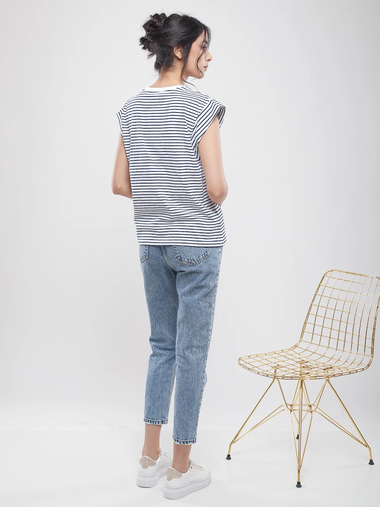 T-shirt marinière à épaules structurées