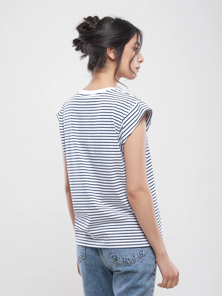 T-shirt marinière à épaules structurées