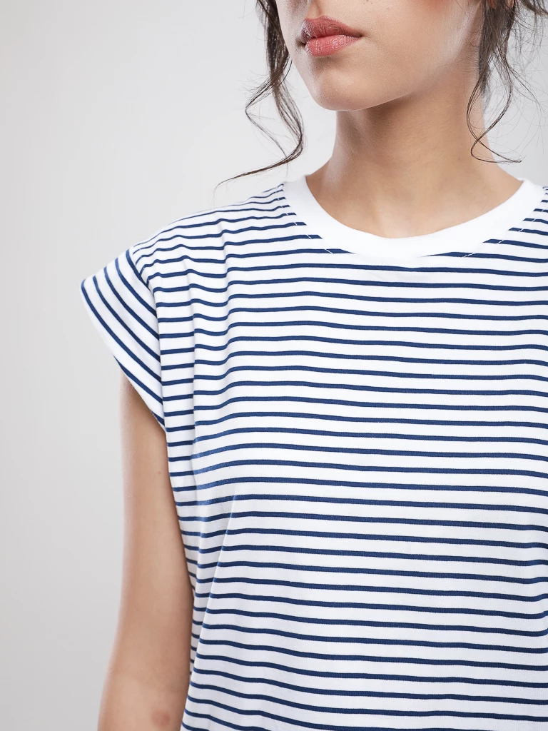 T-shirt marinière à épaules structurées