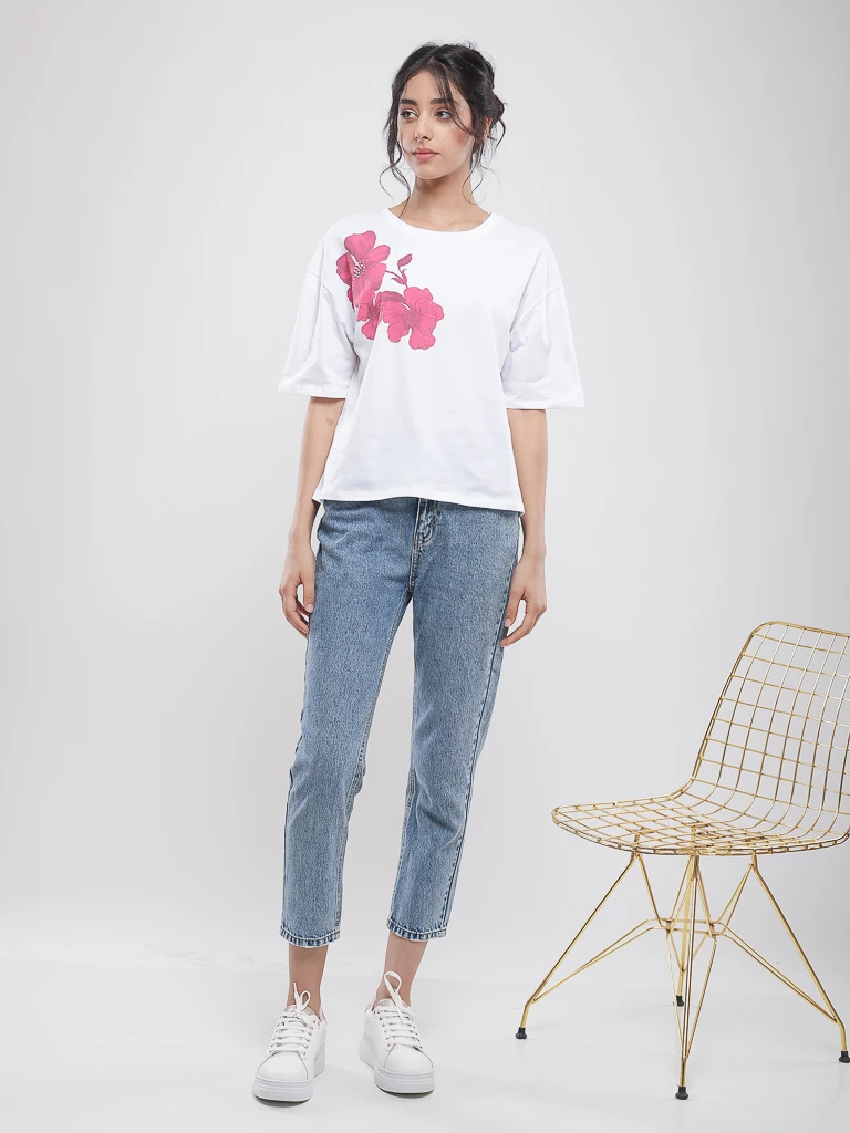 T-shirt coton à imprimé floral