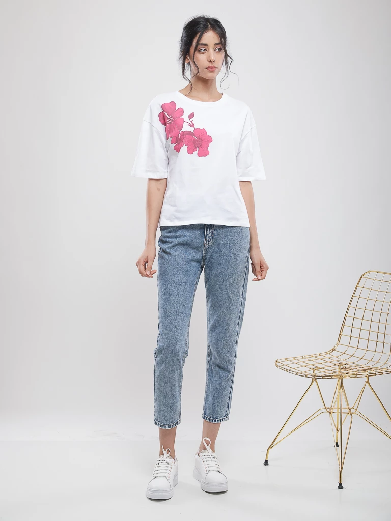 T-shirt coton à imprimé floral