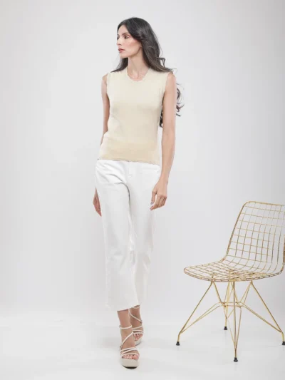 Top en maille à finitions festonnées