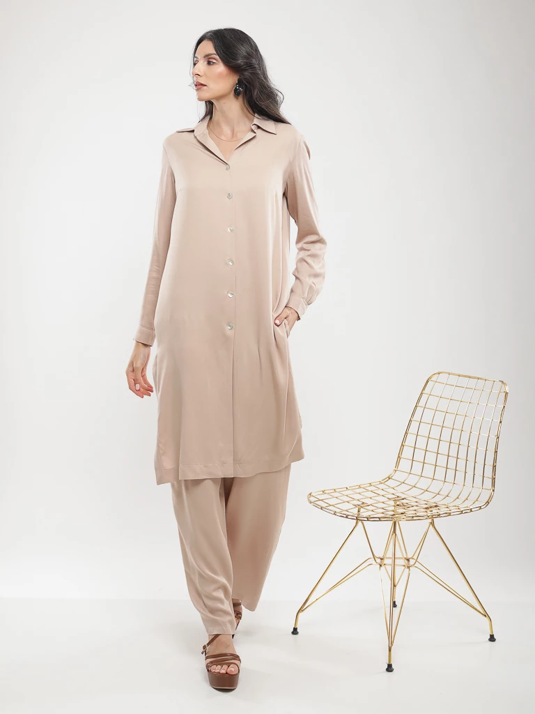 Chemise longue fluide à Poches