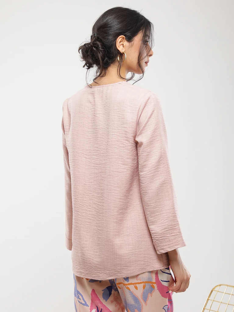 Blouse fluide lin à col en V