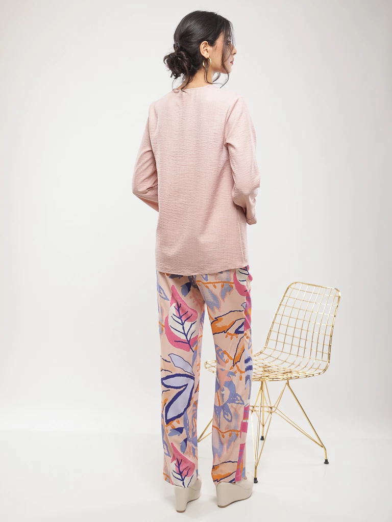 Blouse fluide lin à col en V