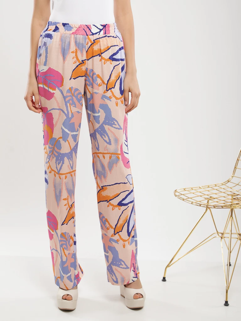 Pantalon fluide imprimé feuillage