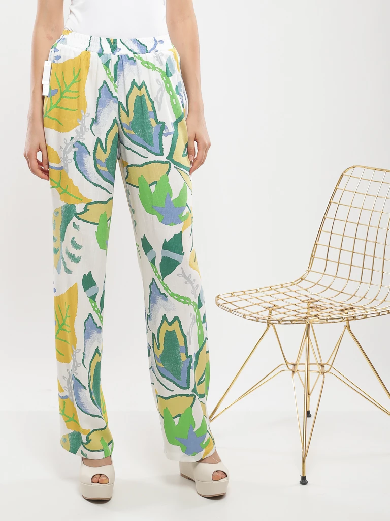 Pantalon fluide imprimé feuillage