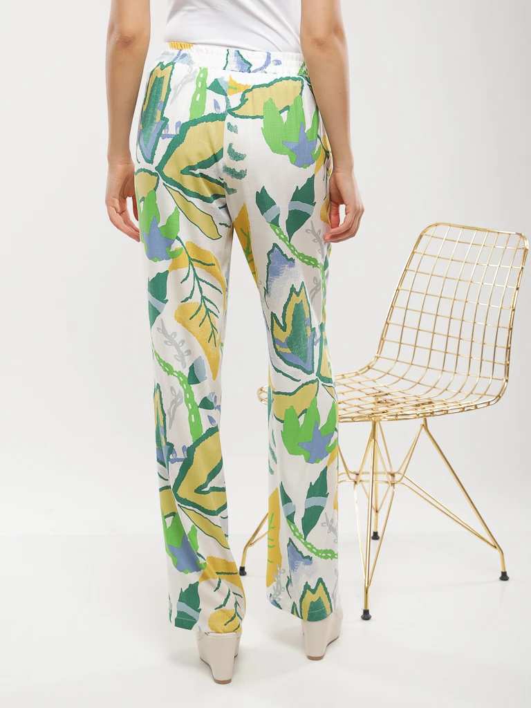 Pantalon fluide imprimé feuillage