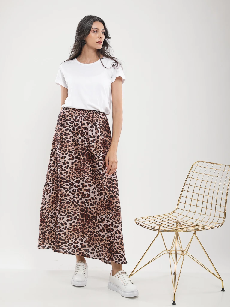 Jupe longue imprimé léopard