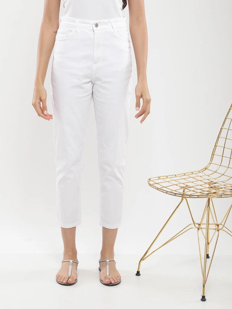 Pantalon droit taille haute crop