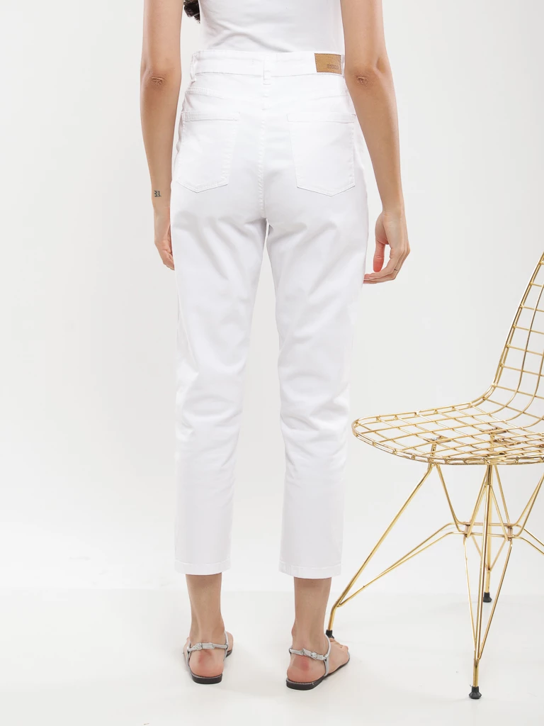 Pantalon droit taille haute crop