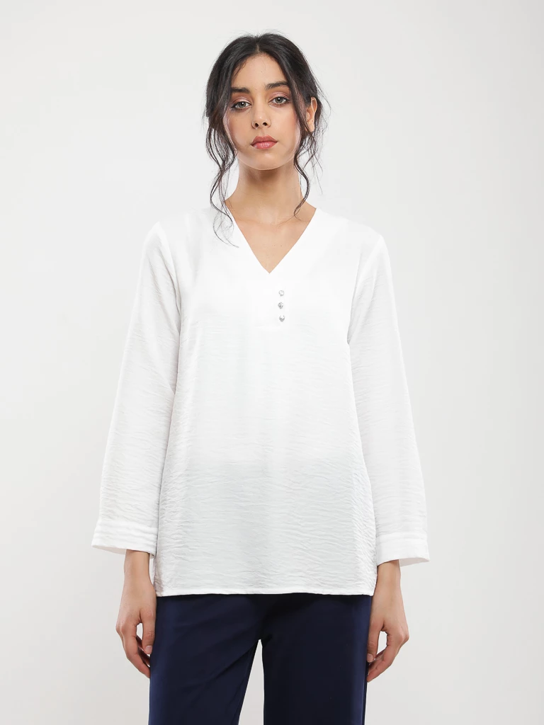 Blouse fluide lin à col en V