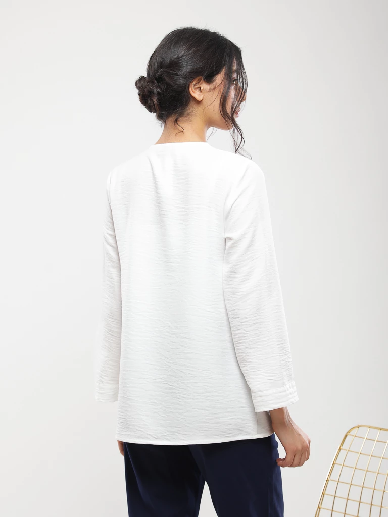 Blouse fluide lin à col en V