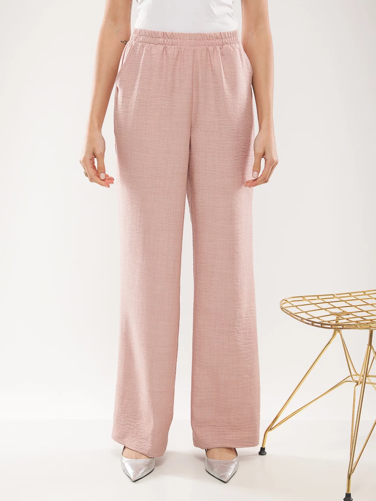 Pantalon large fluide en lin mélangé