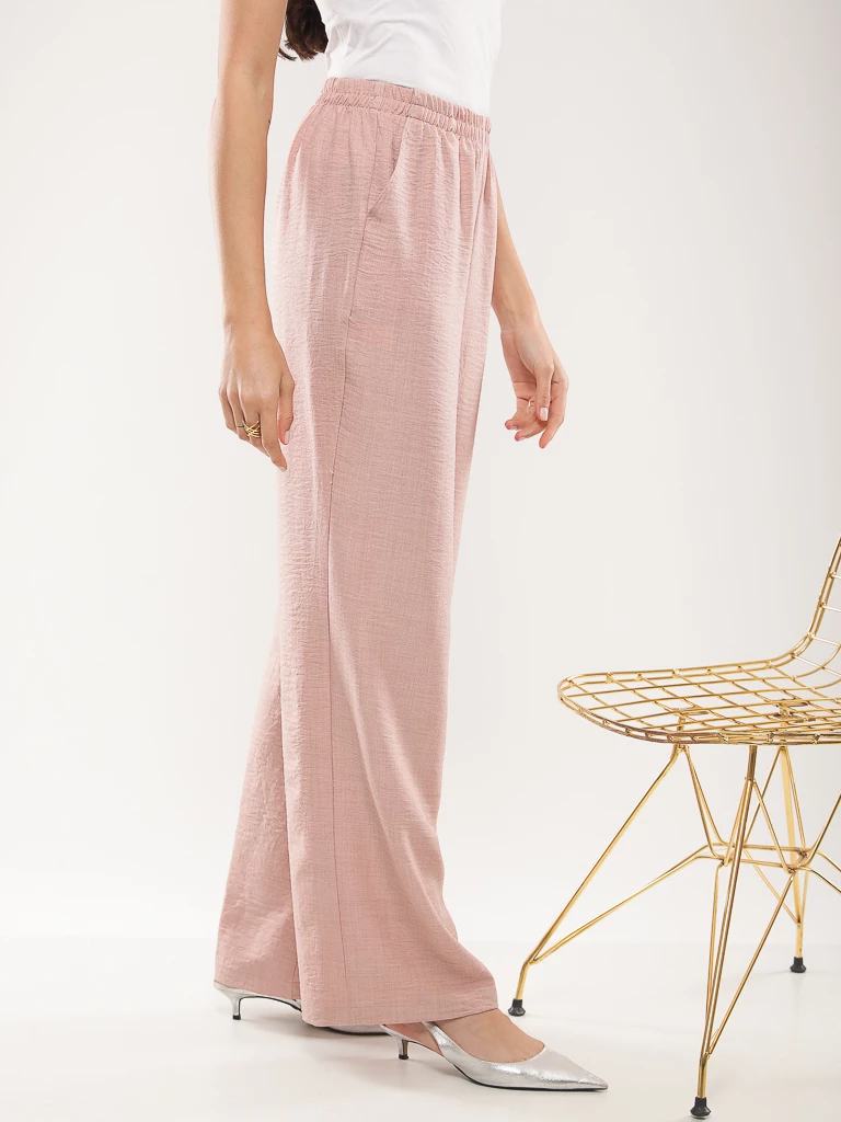 Pantalon large fluide en lin mélangé