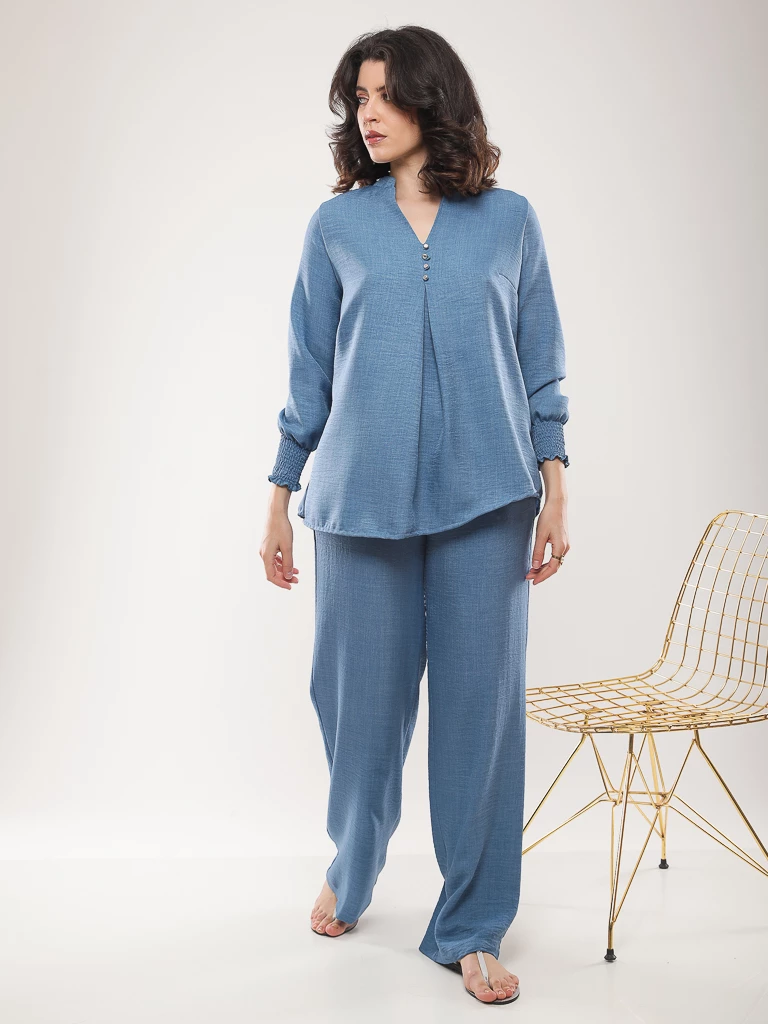 Pantalon large fluide en lin mélangé