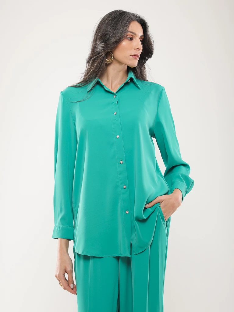 Chemise manches longues festonnée