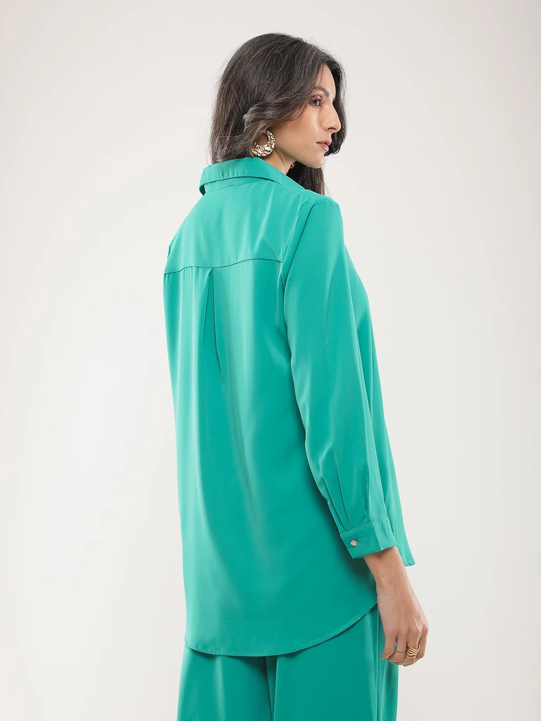 Chemise manches longues festonnée