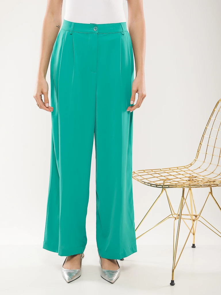 Pantalon large fluide taille haute