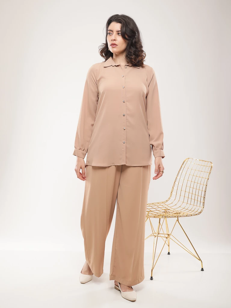 Chemise manches longues festonnée